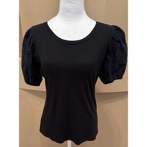 Ralph Lauren Women Black Puff Short Sleeve Top Size XS